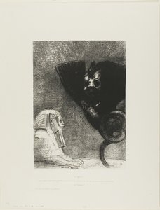Die Sphinx: "...mein Blick, den nichts ablenken kann, bleibt durch Objekte hindurch auf einen unerreichbaren Horizont gerichtet." Die Chimäre: "Was mich betrifft, ich bin leicht und fröhlich," Tafel 5 aus An Gustave Flaubert
