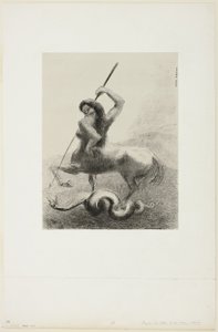 Es gab Kämpfe und vergebliche Siege, Platte 6 von 8 aus "Les Origines" von Odilon Redon