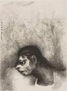 Durch den Riss in der Wand wurde ein Totenkopf projiziert, aus Der Geschworene von Odilon Redon