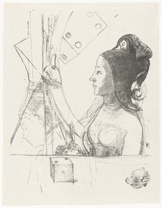 Frau und Würfel (Übungsplatten) von Odilon Redon