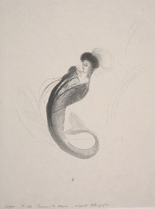 Frau mit Toque und einer Meerjungfrauenflosse von Odilon Redon