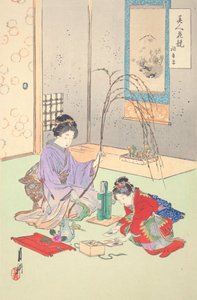 Adonis Amurensis: Blumenwettbewerb der schönen Frauen von Ogata Gekko