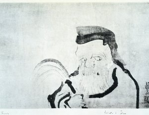 Porträt eines alten Mannes, Zeichnung von Ogata Korin, Tinte auf Seide, japanische Zivilisation, Edo-Zeit von Ogata Korin
