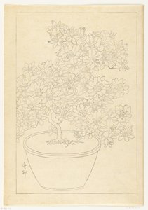 Blühende Azalee im Topf von Ohara Koson