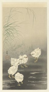 Küken und Wurm von Ohara Koson