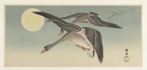 Gänse bei Vollmond von Ohara Koson
