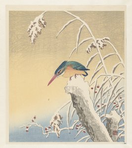 Eisvogel im Schnee von Ohara Koson