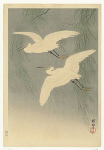 Kleine Silberreiher im Flug von Ohara Koson