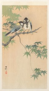 Kohlmeisen auf einem Ahornzweig von Ohara Koson