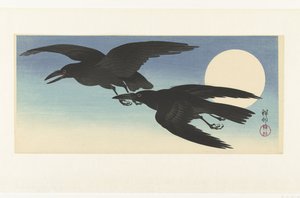 Krähen bei Vollmond von Ohara Koson