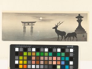 Landschaft mit Torii und Hirschen von Ohara Koson