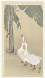 Zwei Gänse bei Bananenbaum von Ohara Koson