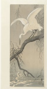 Weißer Reiher auf Baumzweig von Ohara Koson