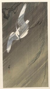 Silberreiher im Sturm von Ohara Koson