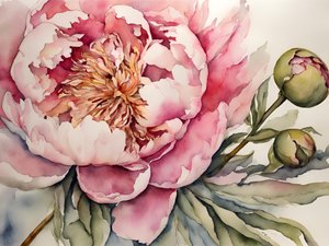 Rosa Pfingstrose Aquarell