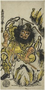 Shoki der Dämonenbezwinger schärft sein Schwert, ca. 1725 von Okumura Masanobu