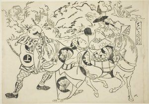 Teikas Reise (Taika no michiyuki), aus der Serie "Berühmte Szenen aus japanischen Puppenspielen (Yamato irotake)"