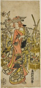 Der Schauspieler Hayakawa Hatsuse als Blumenverkäufer von Okumura Toshinobu