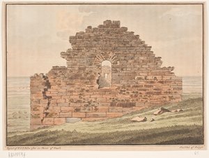 Kirchenruine in Grönland. Illustration zu W.A. Graah. Forschungsreise zur Ostküste Grönlands von Oluf Olufsen Bagge