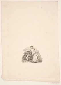 Sitzende Dame und Amorin