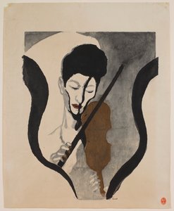 Eindruck eines Geigers (Porträt von Suwa Nejiko) von Onchi Kôshirô