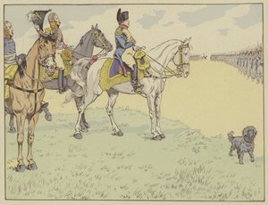 Napoleon überprüft die französische Armee nach der Unterzeichnung der Verträge von Tilsit, 7. Juli 1807 von Onfray de Breville Job
