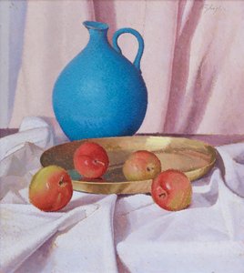 Komposition mit Äpfeln und Krug, ca. 1940-41 von Oscar Ghiglia