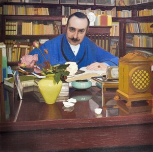 Ugo Ojetti im Arbeitszimmer, ca. 1908-09 von Oscar Ghiglia