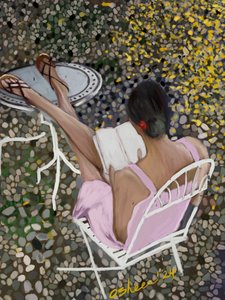 Friedliches Lesen auf der Terrasse