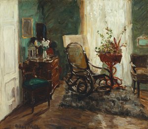 Innenraum mit Schaukelstuhl von Oskar Moll