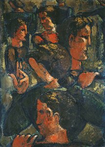 Gruppe von Figuren mit erhobener Hand von Oskar Schlemmer