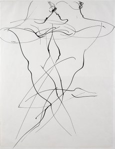 Zwei Figuren in gegensätzlicher Bewegung, Tanz von Oskar Schlemmer