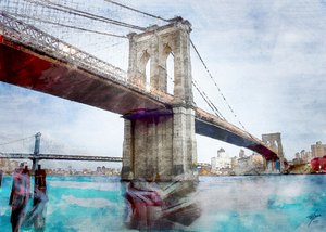 Ikonische Brooklyn Bridge Gewässer