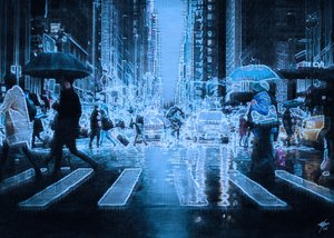 Neon Stadt Nacht von Osvaldo Russo