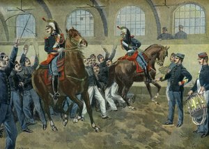 Die republikanischen Wachen trainieren die Pferde im Lärm und in der Menge, Paris von Oswaldo Tofani