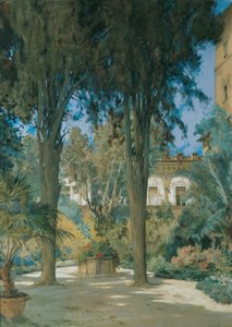 Vedute der Botschaft in Rom: Gartenpartie mit zwei Zypressen von Othmar Brioschi