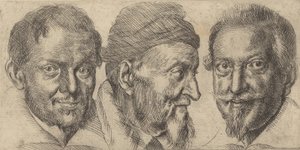 Drei Porträts, möglicherweise Camillo Graffico, Ercole Pedemonte und Antoni darstellend von Ottavio Mario Leoni
