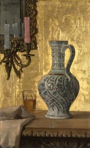 Krug und Glas auf einem Tisch von Otto H. Bacher