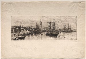 Schiffe und der Dogenpalast, 1880 von Otto H. Bacher