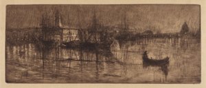 Ein nasser Abend in Venedig, ca. 1880 von Otto Henry Bacher
