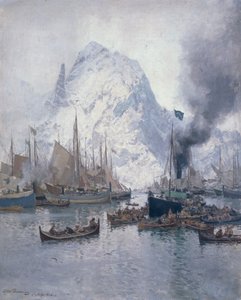Ankunft des Agnsilddampfers, Svolvaer