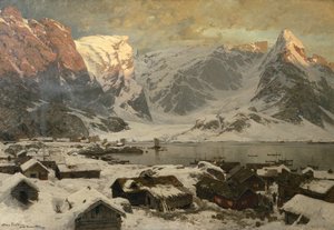 Blick von Reine in Lofoten, ca. 1886 von Otto Ludvig Sinding
