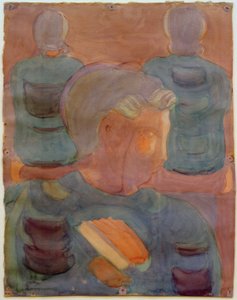 Vorbereitung (Andacht im Esssaal). Teilstudie (Junge mit Gesangbuch) von Otto Meyer Amden