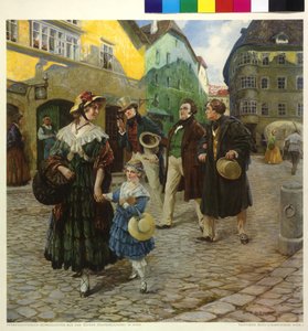 Franz Schubert beim Spaziergang mit Freunden