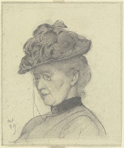 Bildnis Luise Scholderer mit Hut von Otto Scholderer