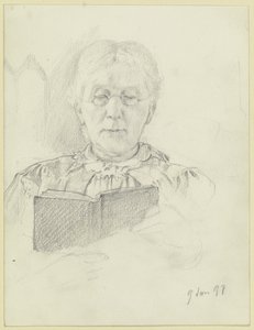Luise Scholderer beim Lesen von Otto Scholderer