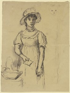 Stehendes Mädchen mit Brief von Otto Scholderer