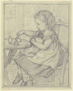 Tee mit Püppi von Otto Scholderer