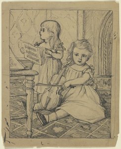 Zwei Kinder spielen Musik von Otto Scholderer