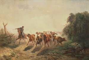 Unionstreiber mit Vieh für die Armee
